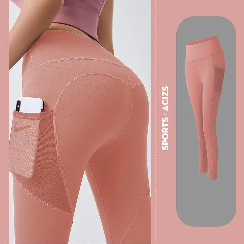 Legging de sport femme avec poches – pantalon de yoga fitness gainant ventre plat Fithalo