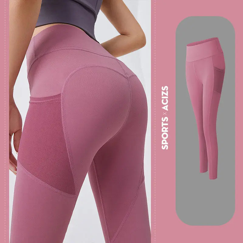 Legging de sport femme avec poches – pantalon de yoga fitness gainant ventre plat Fithalo
