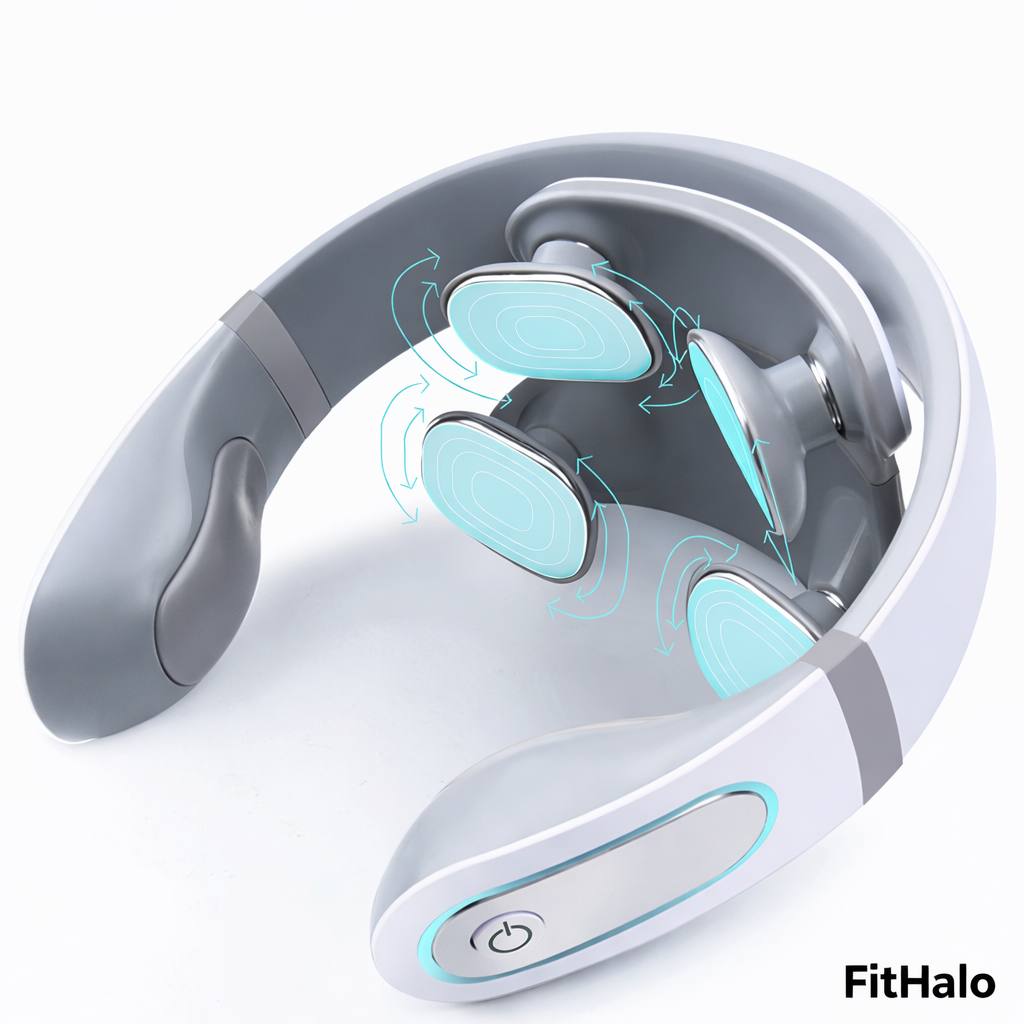 Masseur cervical intelligent multifonction électrique à infrarouge lointain avec double tête de vibration Fithalo