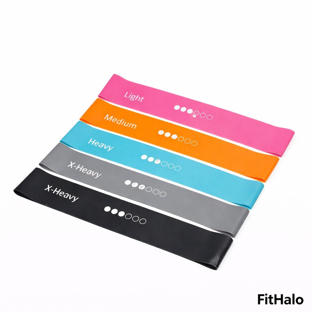 Bandes de résistance élastiques pour yoga et fitness (0,35 mm à 1,1 mm) Fithalo