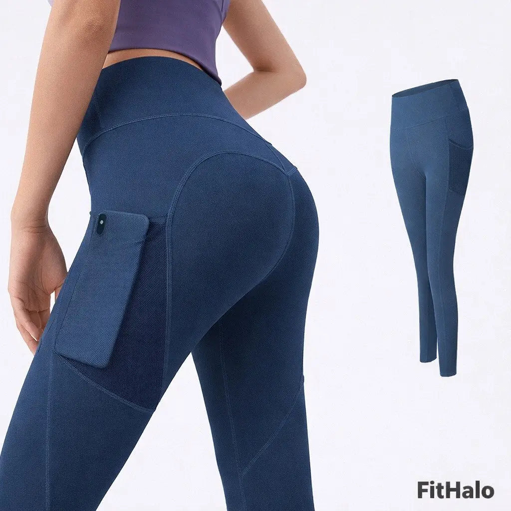 Legging de sport femme avec poches – pantalon de yoga fitness gainant ventre plat Fithalo