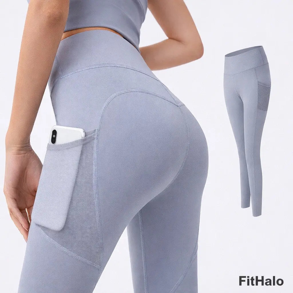 Legging de sport femme avec poches – pantalon de yoga fitness gainant ventre plat Fithalo